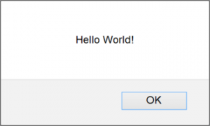 A "Hello World!" program, written in JavaScript