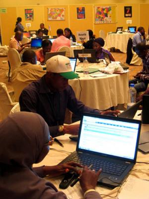 Data entry clerks in the Swift Count National Information Center, Simulation Day Uno