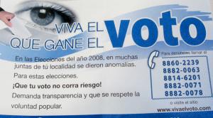Promotional flyer for the citizen reporting campaign - "Viva El Voto" 