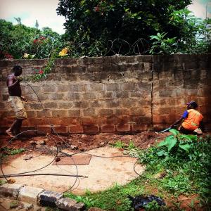 Installing a fiber internet cable just days before the Election.