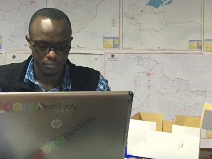 Hard at work at a computer in Zambia